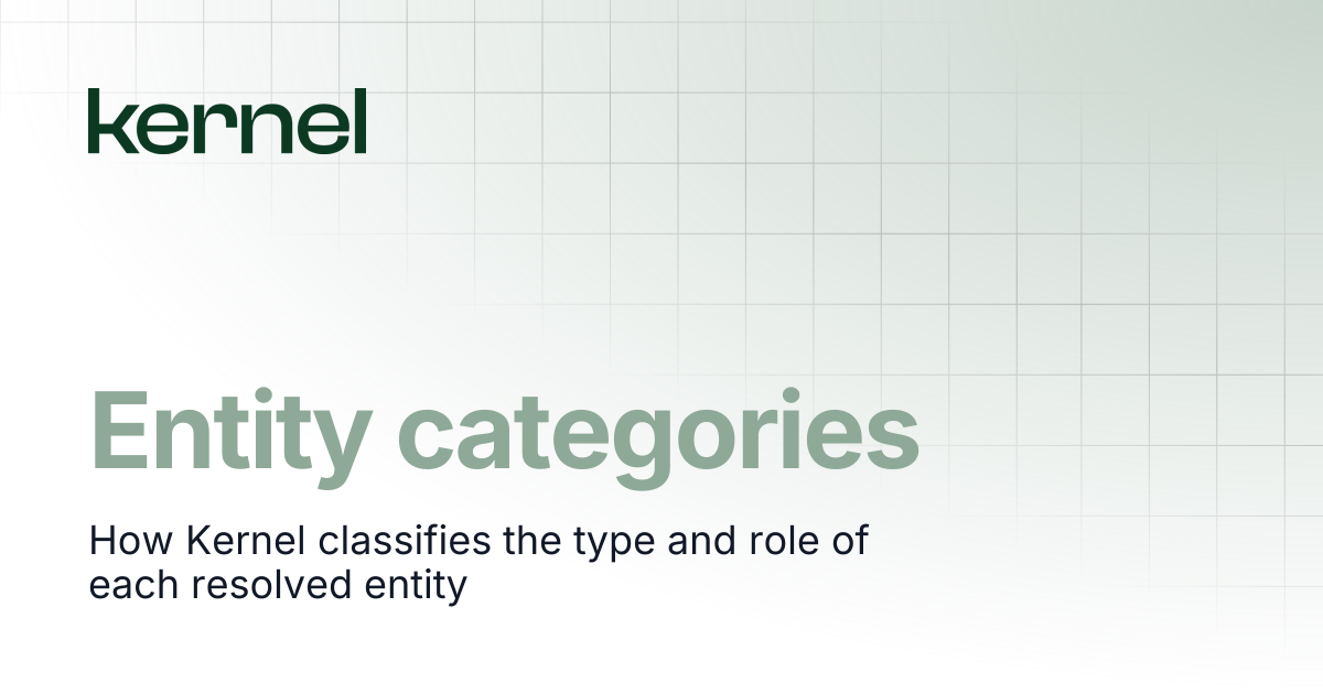 Entity categories | Kernel Docs